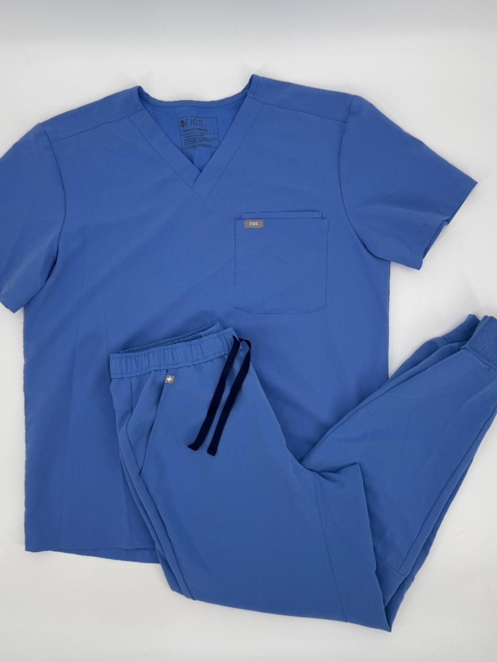 FIGS Scrub Set Top L Pants M Winning Royal Blue Catarina V-Neck Zamora Joggers